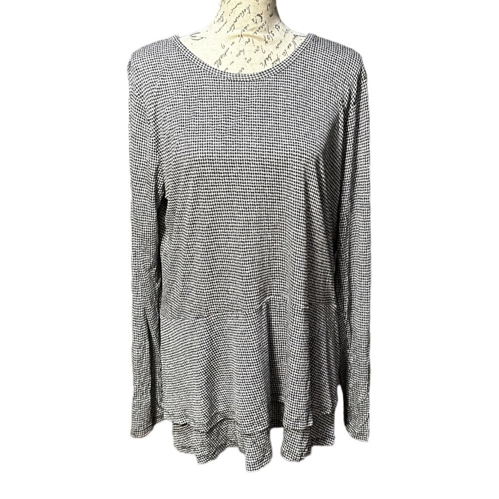 Michael Kors Houndstooth Long Sleeve Blouse Size XXL NWT